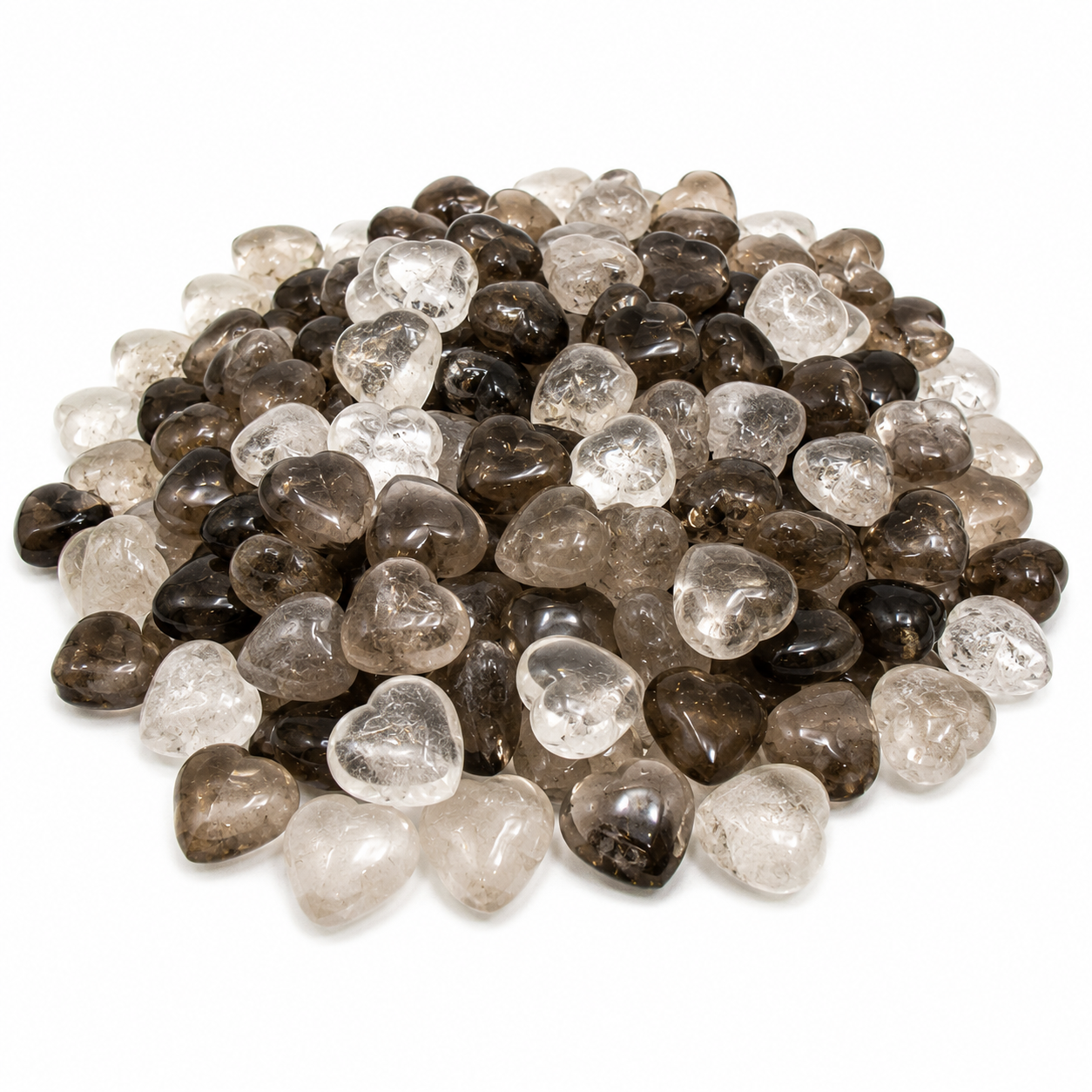 5 LB Smoky & Clear Quartz Mini Heart Carvings – Natural Mixed Lot – Crystal Hearts for Gifts, Wedding Favors and Home Décor