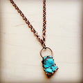 Long Copper Necklace with Turquoise and Copper Pendant 255f