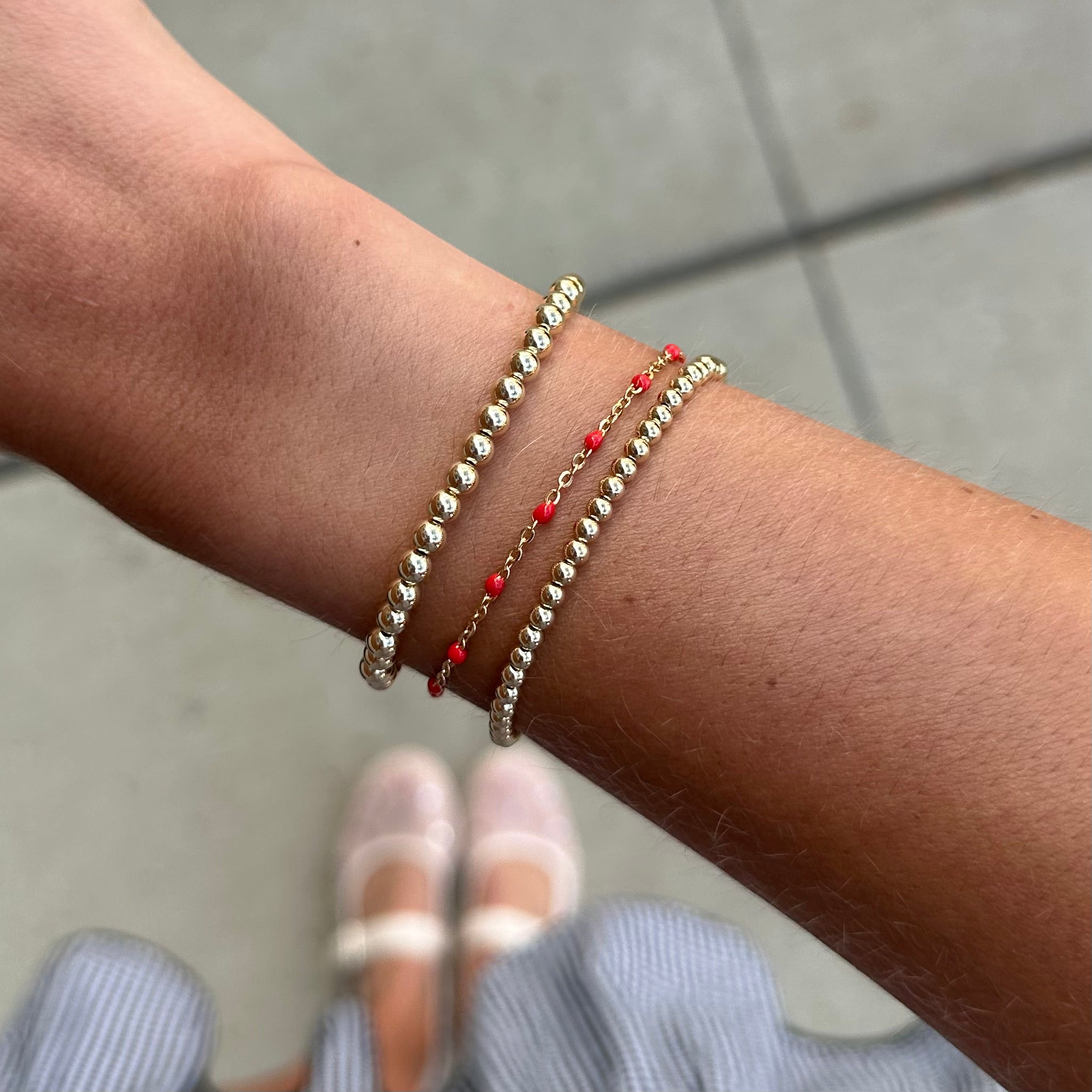 red daisy + juno bracelet triple stack (3+4mm) | | Wiccan Center