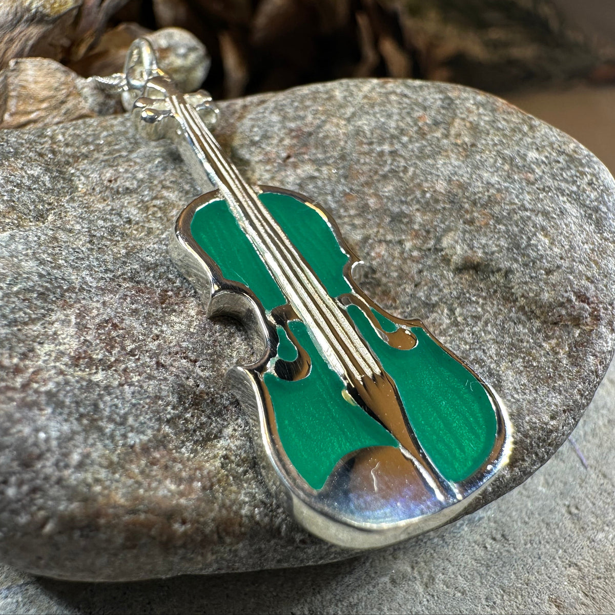 Realistic Enamel Fiddle Necklace - Handmade in Scotland | Pendant | Wiccan Center