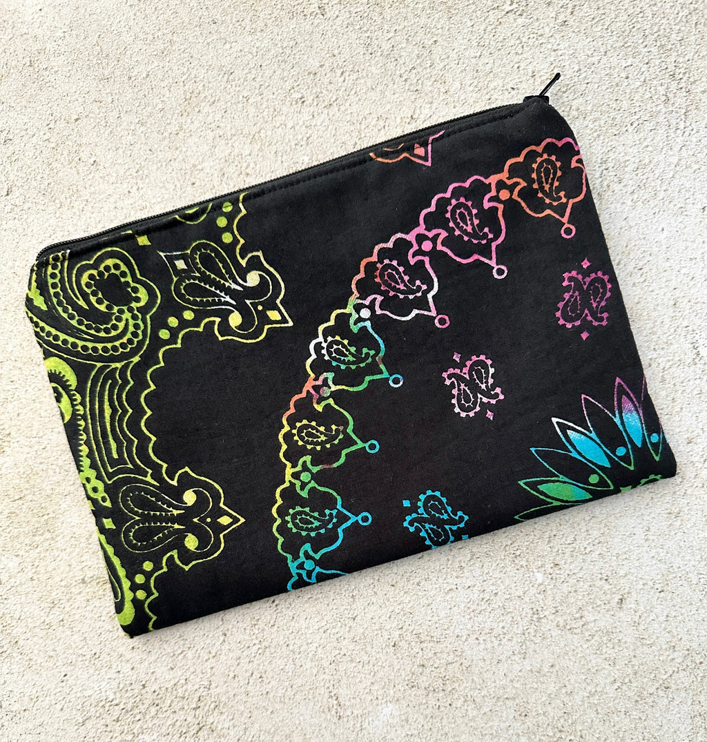 Witchy Rainbow Paisley Tarot Bag Zipper Pouch With Custom Color Lining