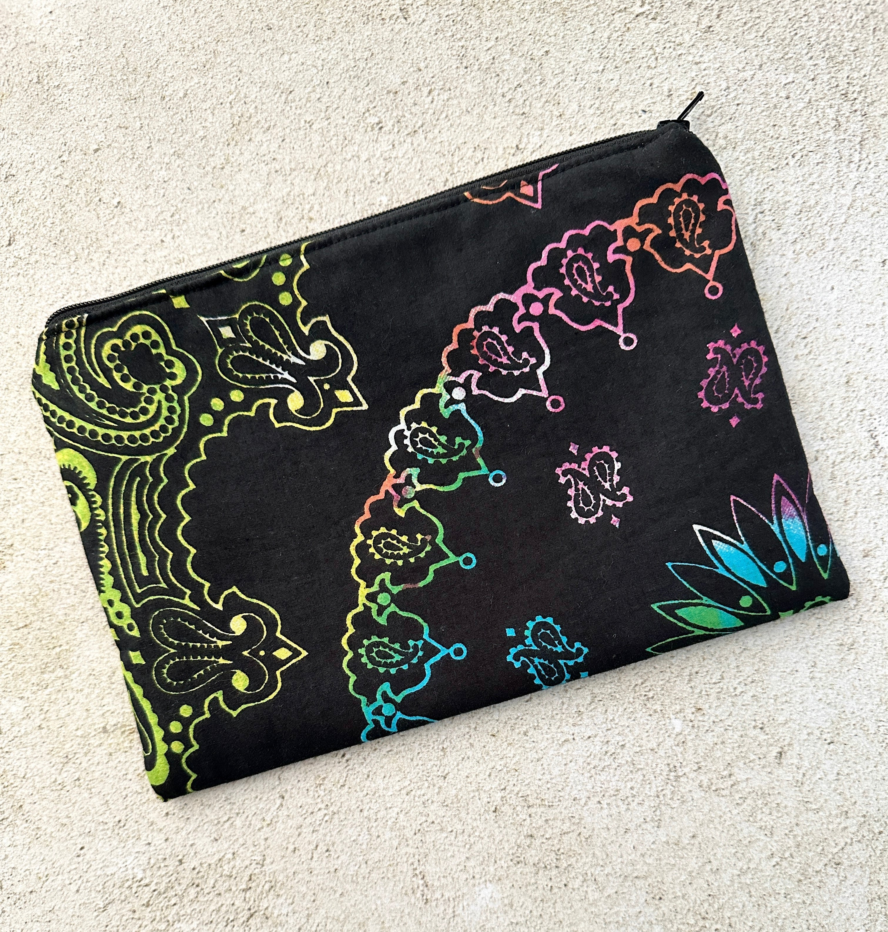 Witchy Rainbow Paisley Tarot Bag Zipper Pouch With Custom Color Lining