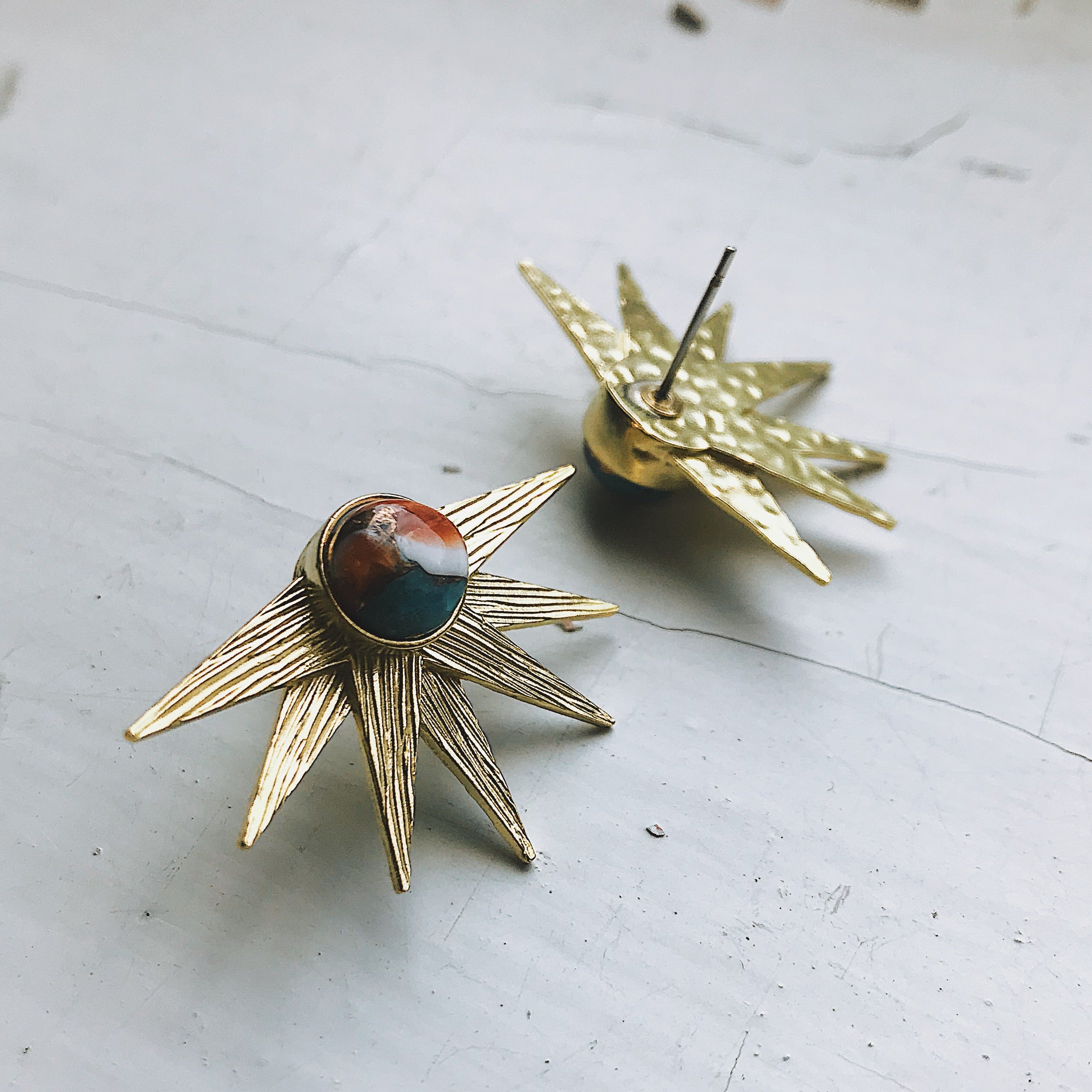 Sun Goddess Earrings with Copper Oyster Turquoise | Earrings | Wiccan Center