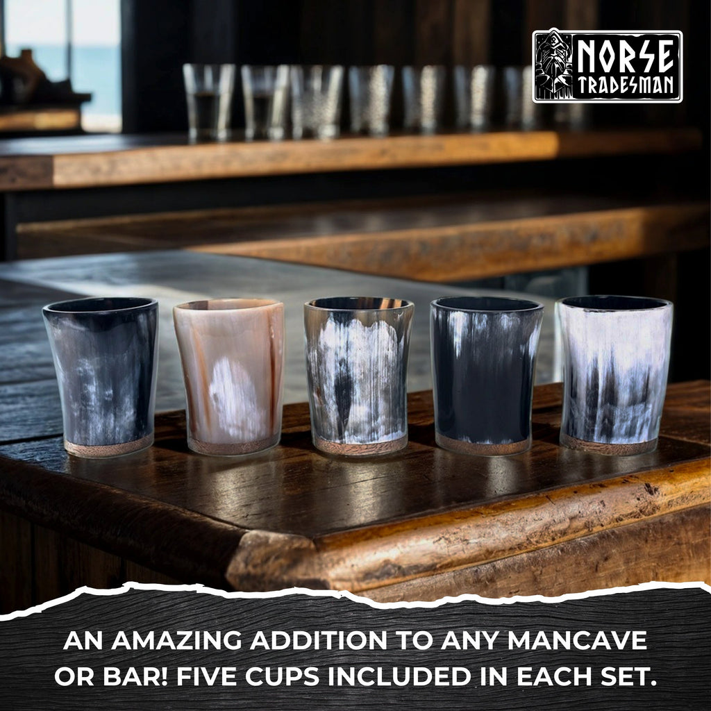 Viking Shot Cups – Genuine Ox Horn 5-Pack