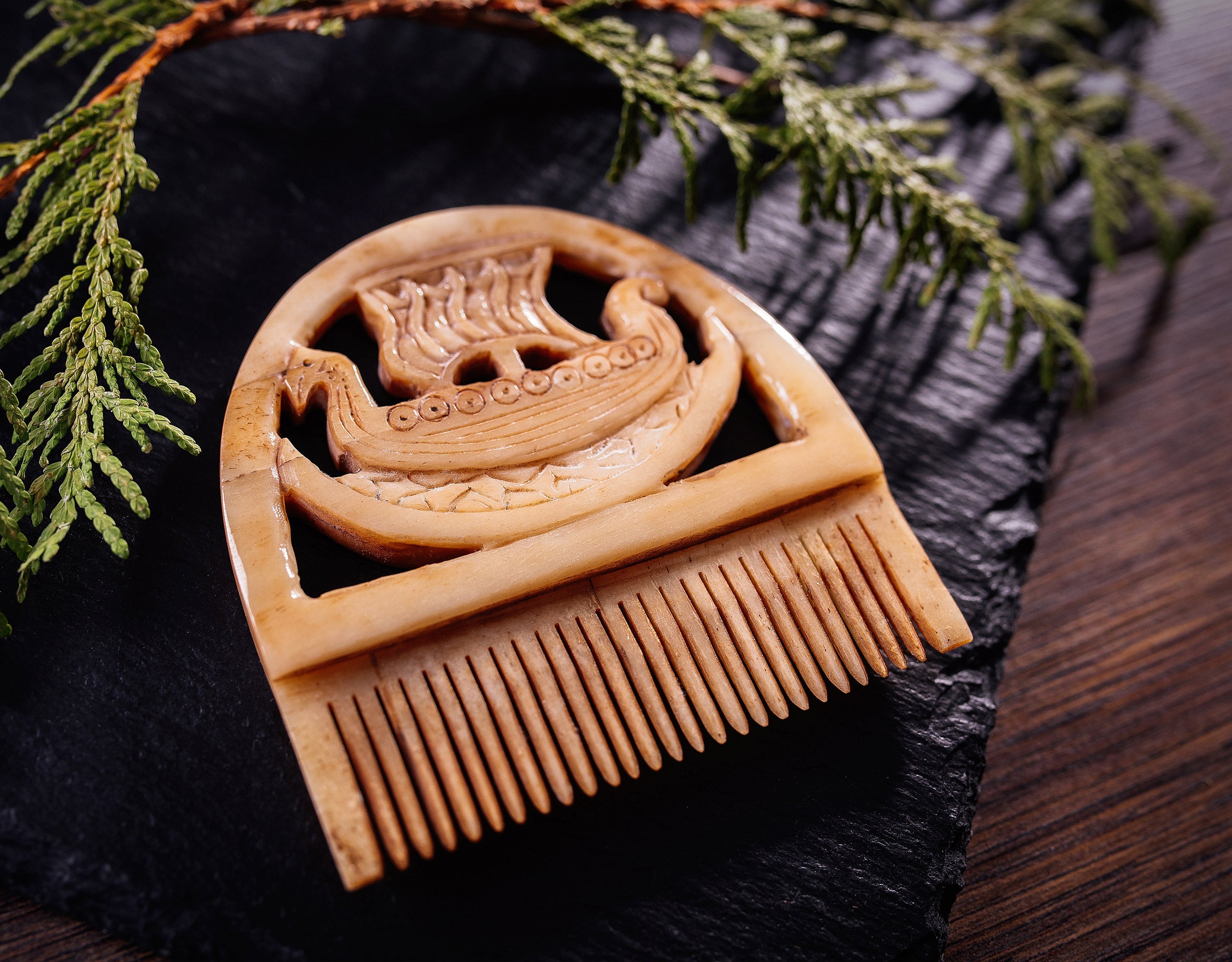Bone Beard Comb – Viking Drakkar Longship Comb