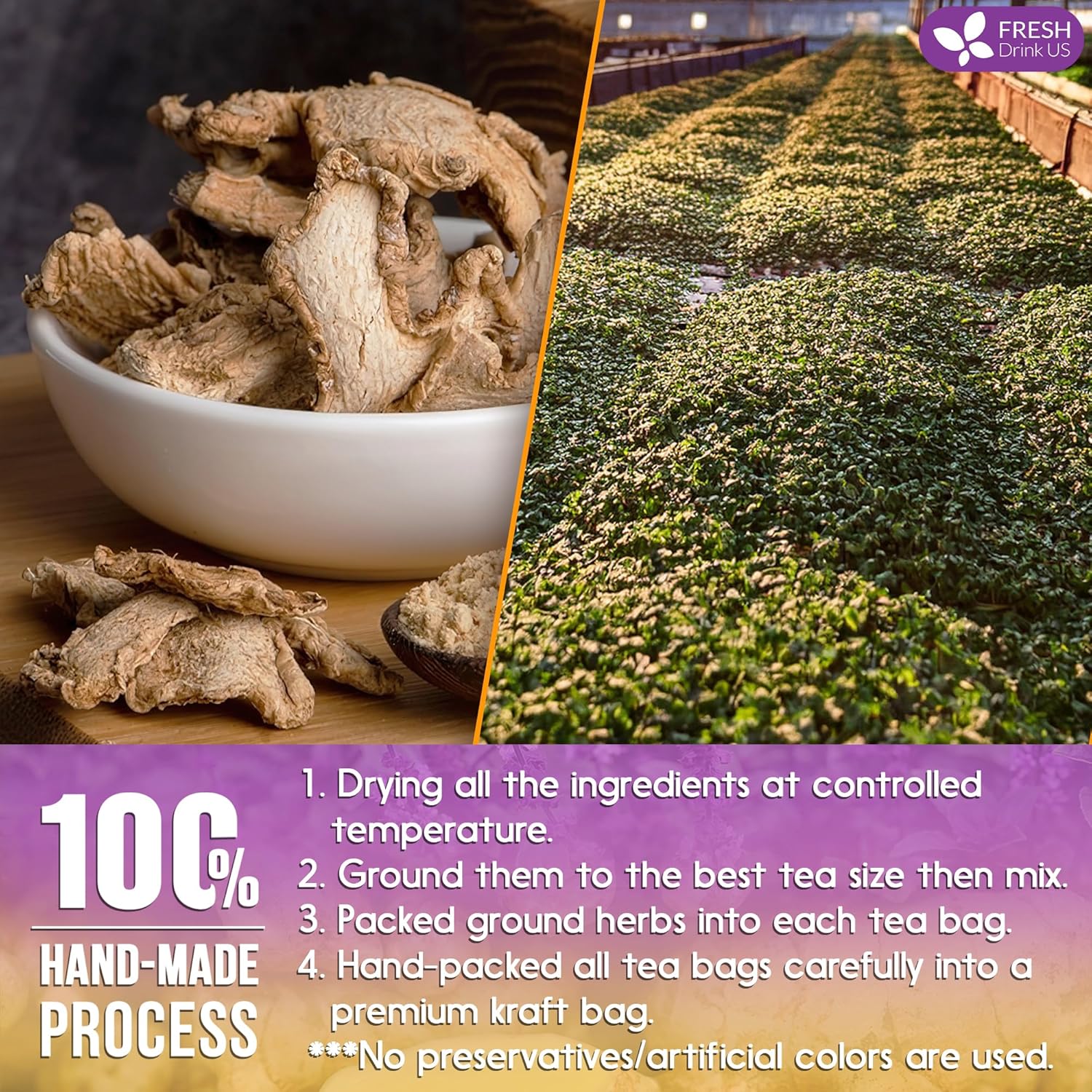 Premium Ginger Tulsi Tea Bags | Hand-made Blend of Ginger and Tulsi Holy Basil Leaves | Tea | Wiccan Center