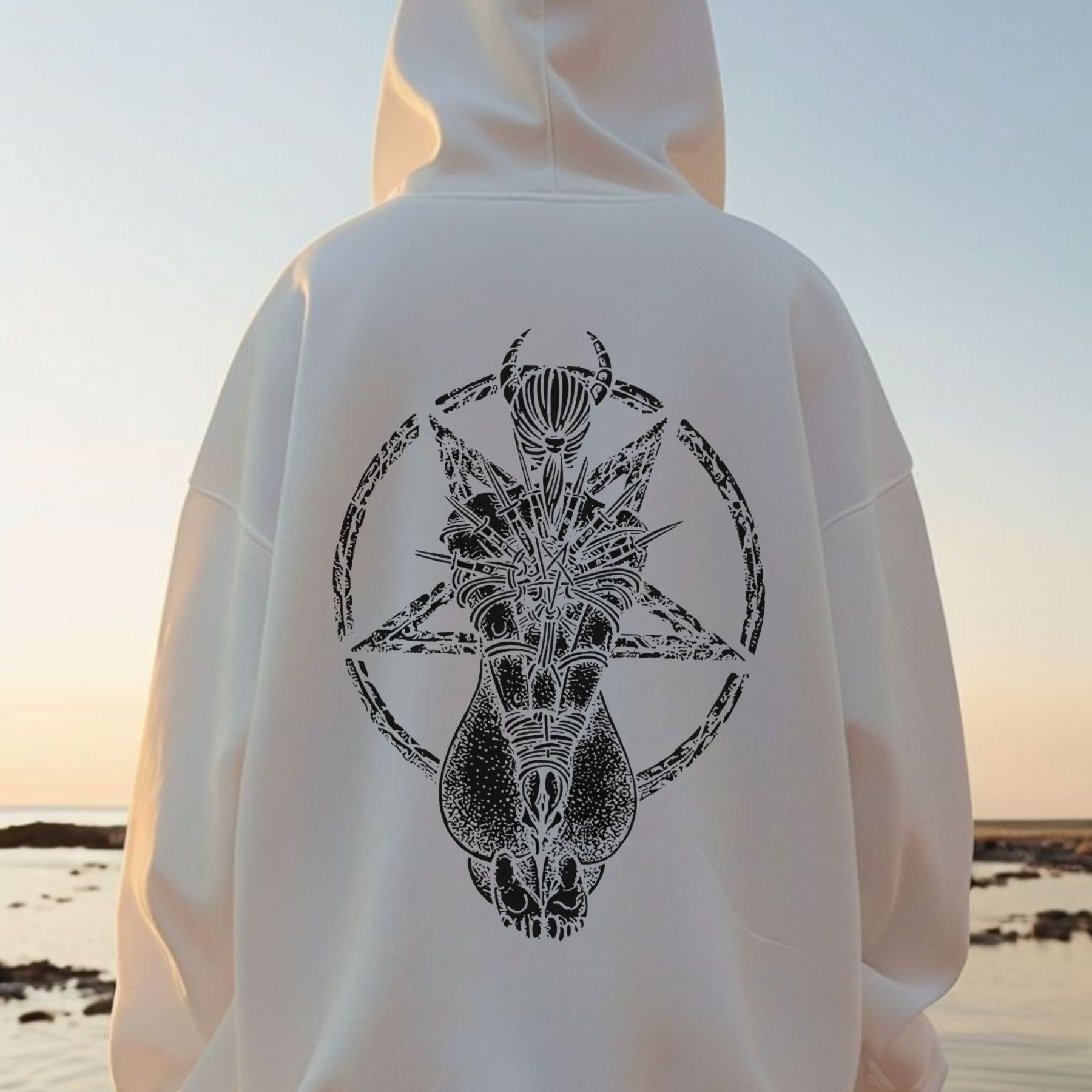 Goat Skull Pentagram Occult Hoodie – Gothic & Pagan Apparel, Mystical Pullover, Witchy Gift | Sweatshirt - Hoodie | Wiccan Center
