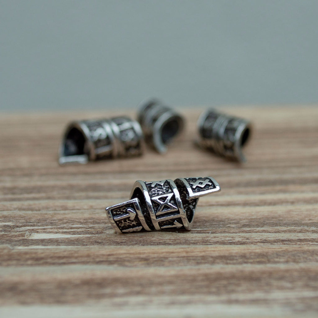 Rune Beard Rings – Elder Futhark Viking Beard Beads (8-Pack)