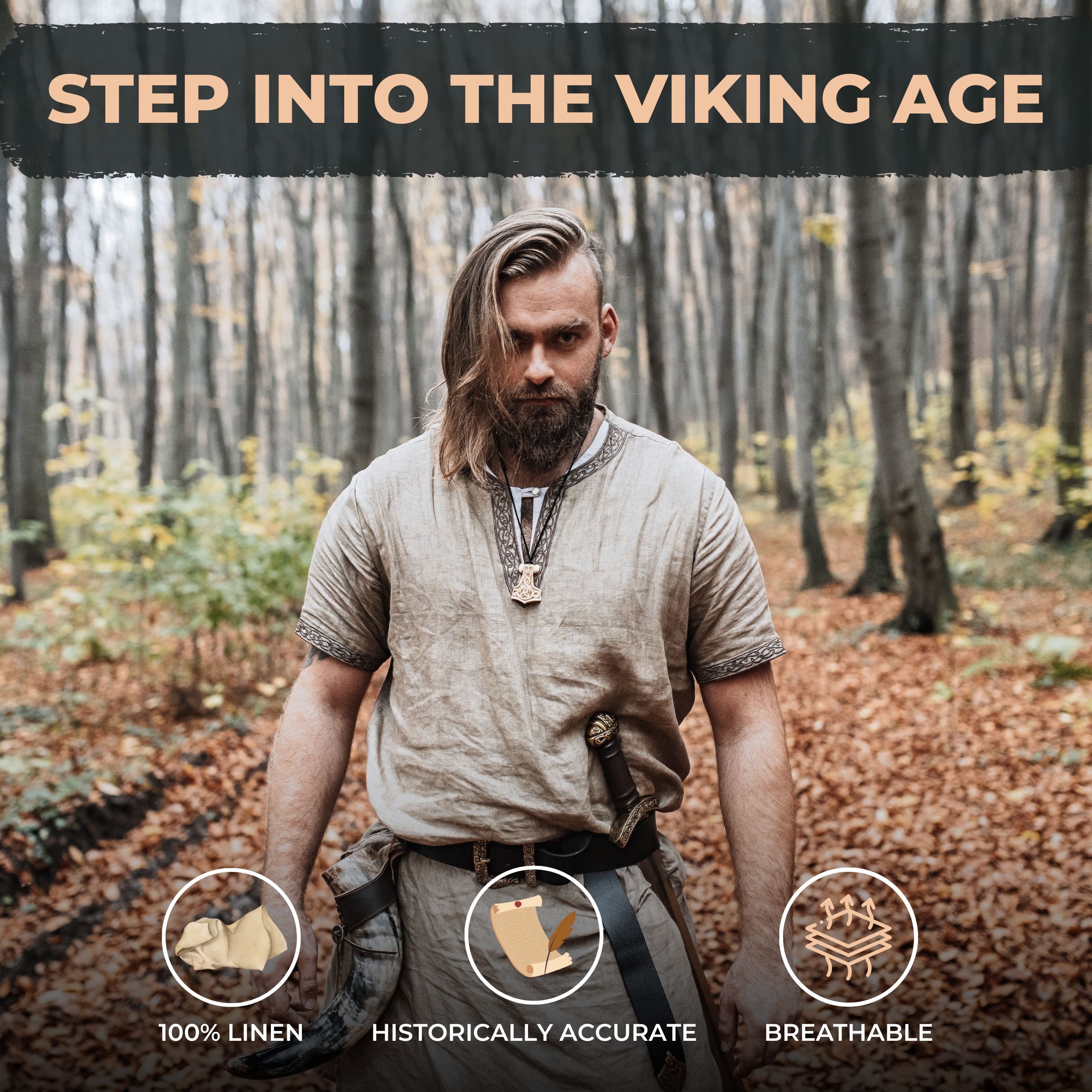 Linen Viking Tunic – Medieval Reenactment Shirt