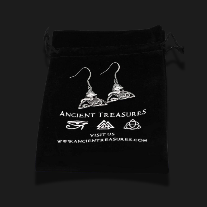 Celtic Cat on Triquetra Stainless Steel Earrings | Earrings | Wiccan Center