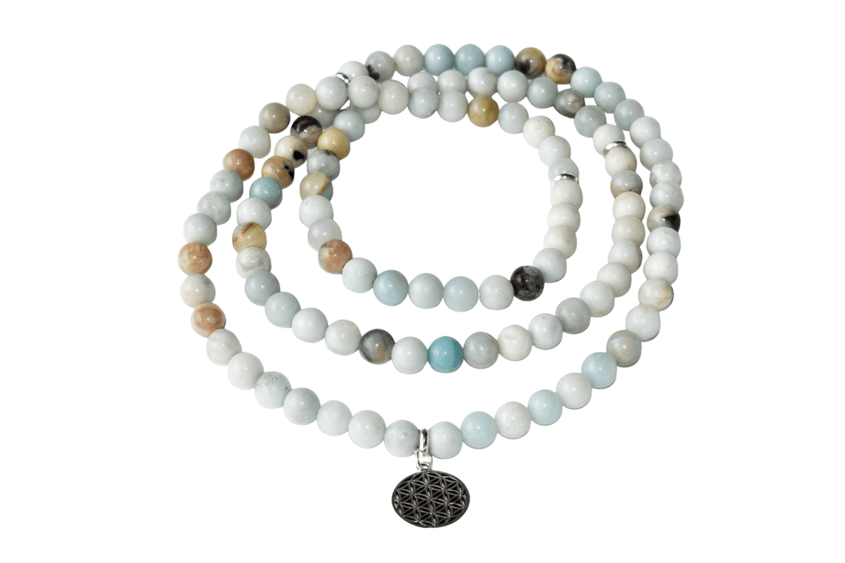 Multi Amazonite Beads Mala Bracelet, 108 Prayer Beads Necklace (Good luck and Fortune) | Bracelets | Wiccan Center