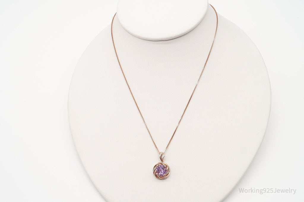 Vintage Amethyst Cubic Zirconia Rose Gold Vermeil Sterling Silver Necklace | Jewelry > Necklaces > Pendants | Wiccan Center