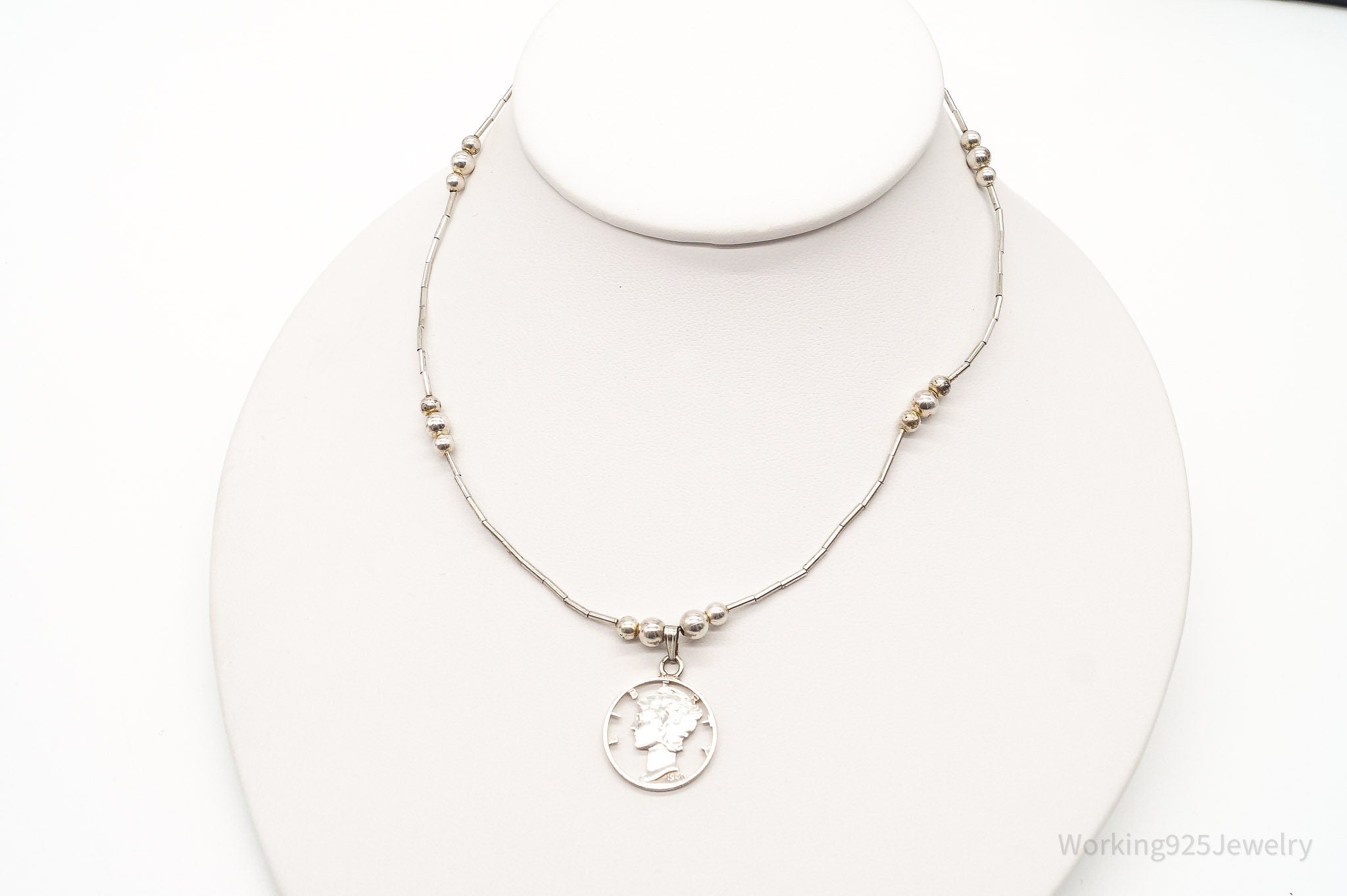 Vintage 1941 Mercury Dime Coin Cut Out Pendant Silver Necklace | Jewelry > Necklaces > Pendants | Wiccan Center