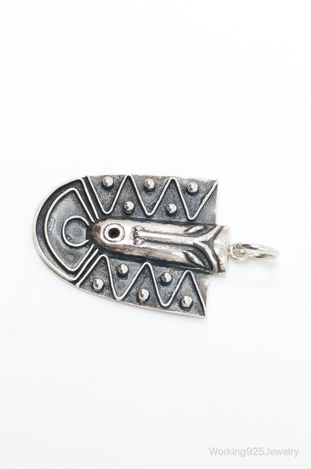 Vintage Aztec Style Mask Tribal Sterling Silver Necklace Pendant | Jewelry > Necklaces > Pendants | Wiccan Center