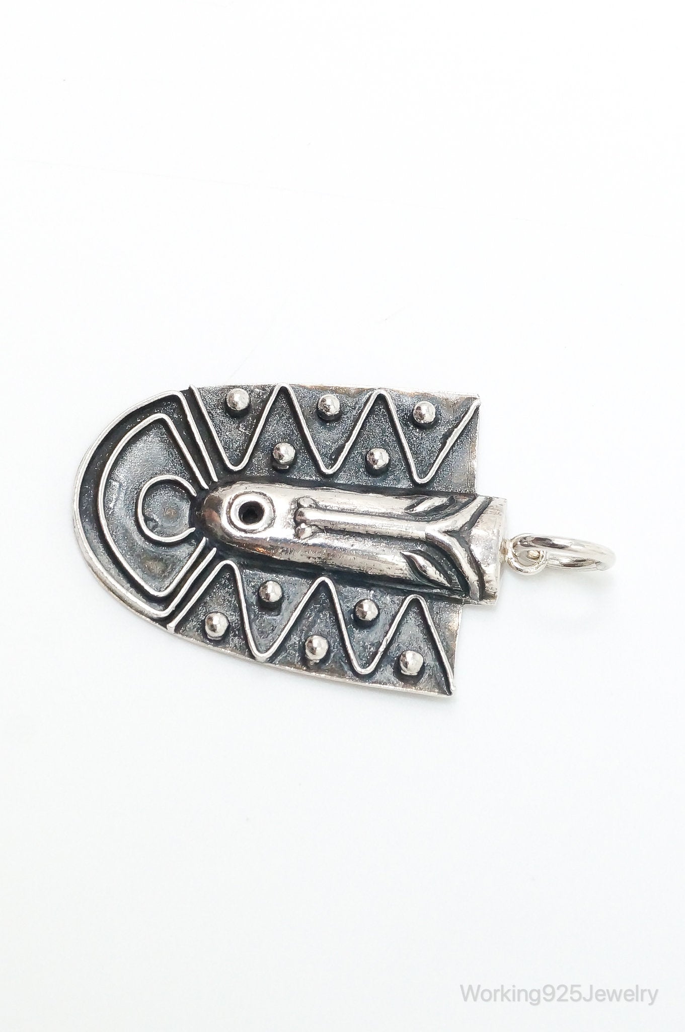 Vintage Aztec Style Mask Tribal Sterling Silver Necklace Pendant | Jewelry > Necklaces > Pendants | Wiccan Center
