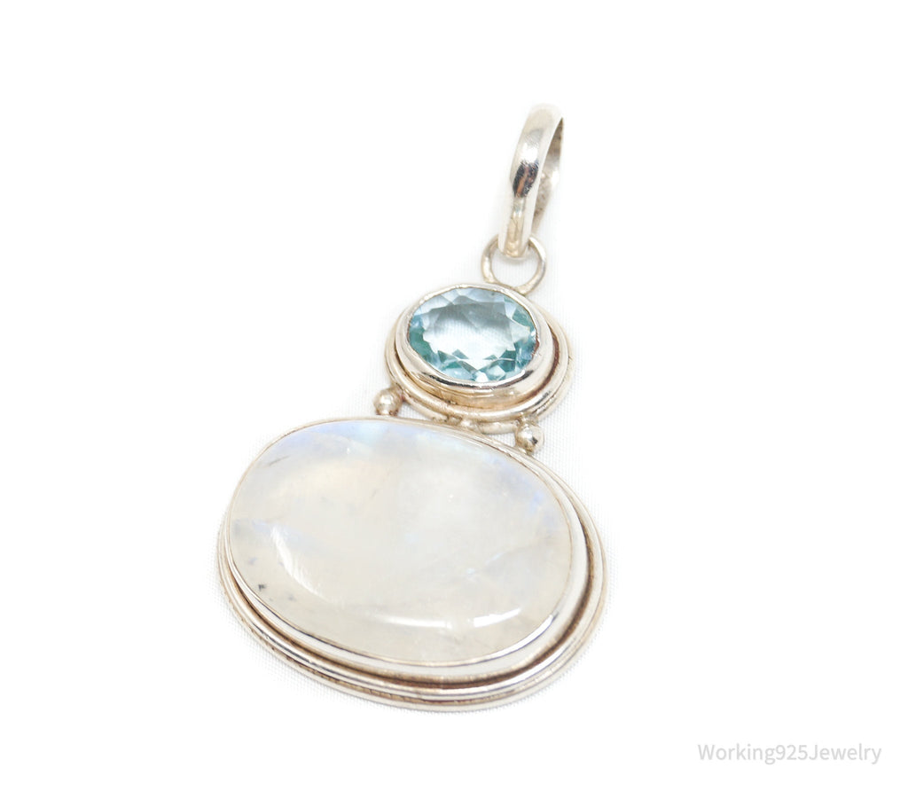 Vintage Blue Topaz Moonstone Sterling Silver Necklace Pendant | Jewelry > Necklaces > Pendants | Wiccan Center