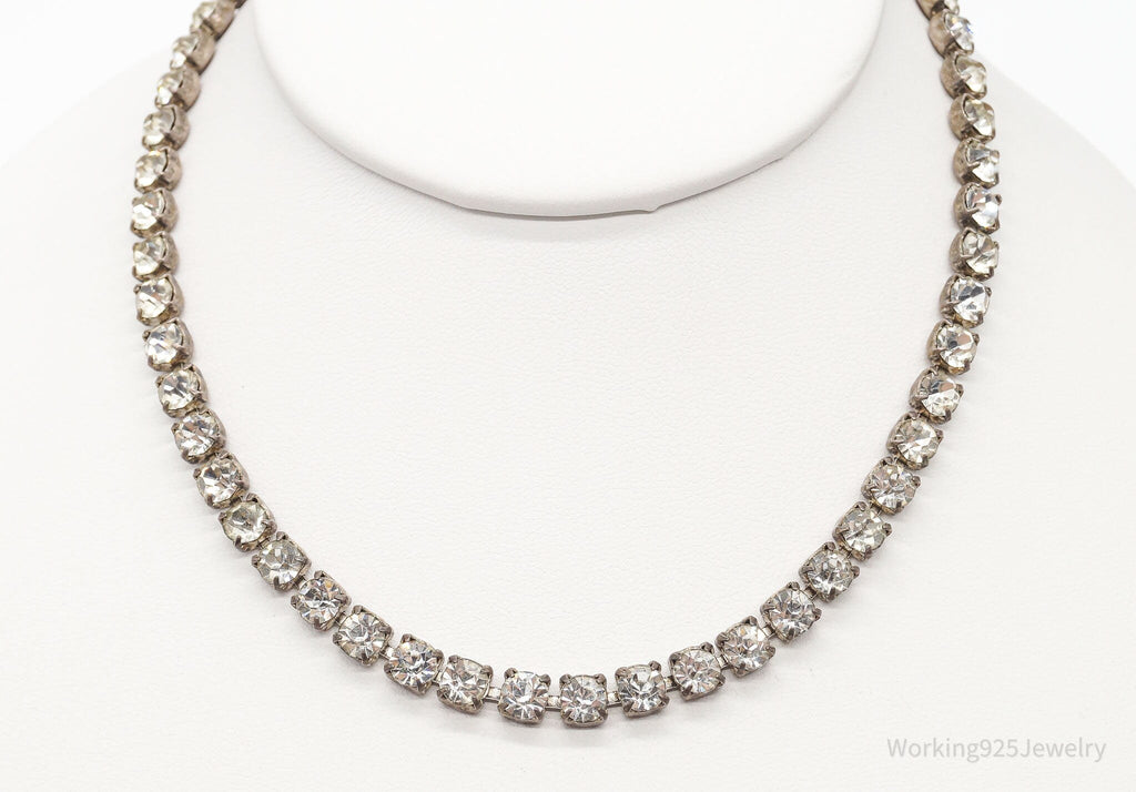 Antique Rhinestone Sterling Silver Necklace 14" | Jewelry > Necklaces > Pendants | Wiccan Center