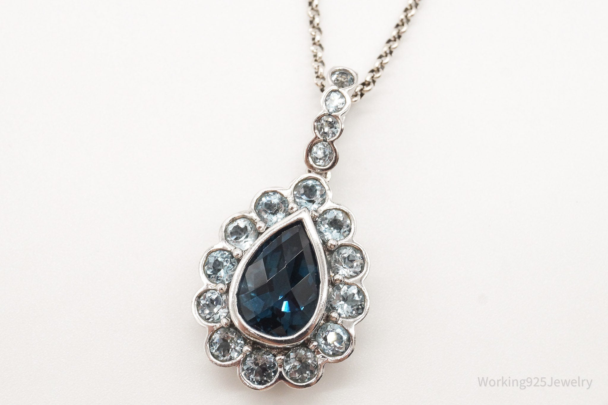 Vintage Blue Topaz Sterling Silver Necklace | Jewelry > Necklaces > Pendants | Wiccan Center