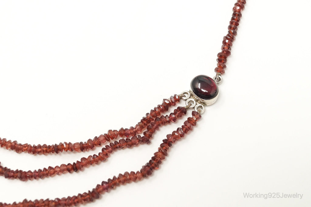 Vintage Garnet Bali Style Bead Strand Sterling Silver Necklace | Jewelry > Necklaces > Pendants | Wiccan Center