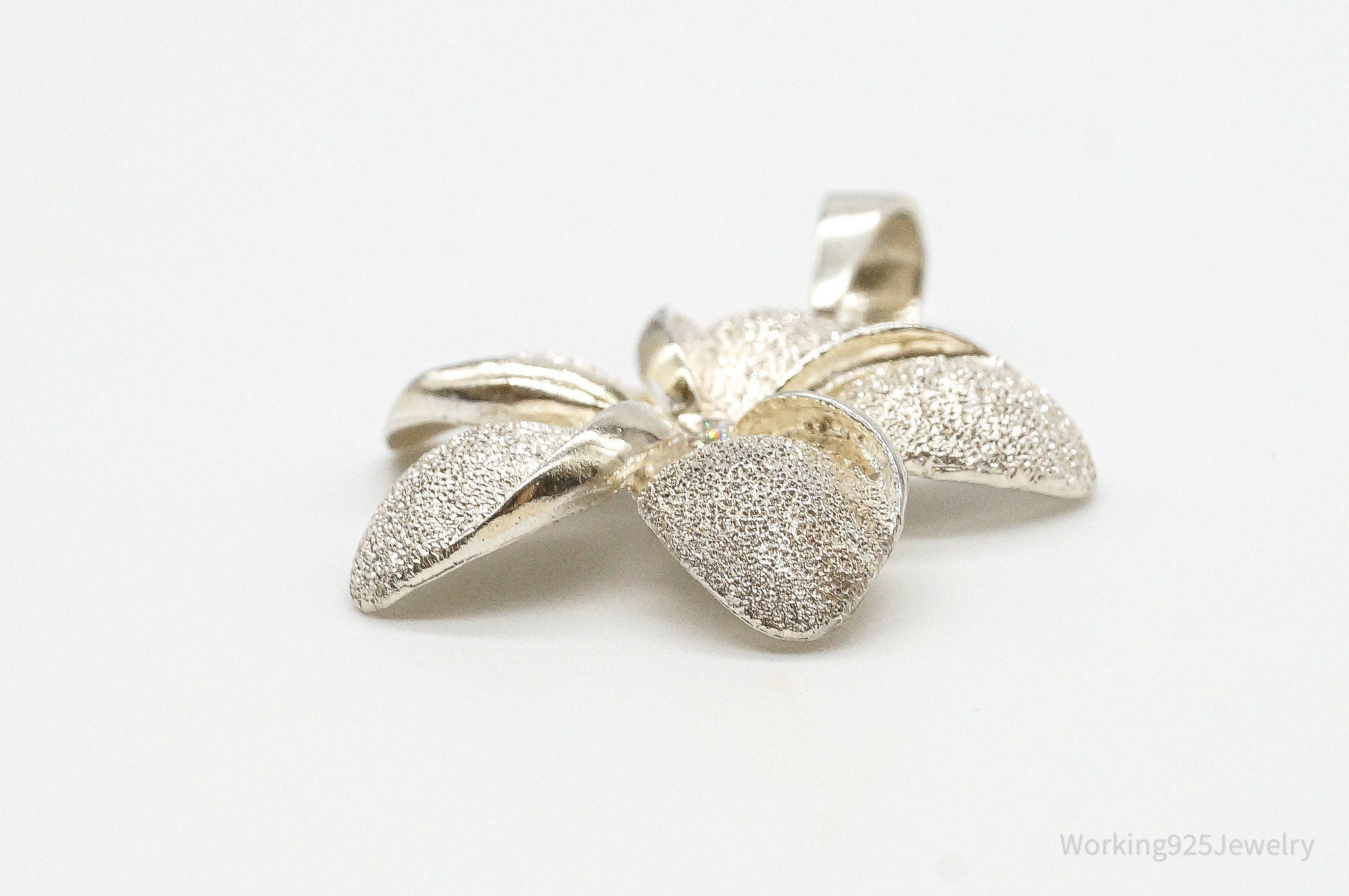 Large Vintage Cubic Zirconia Flower Sterling Silver Pendant | Jewelry > Necklaces > Pendants | Wiccan Center