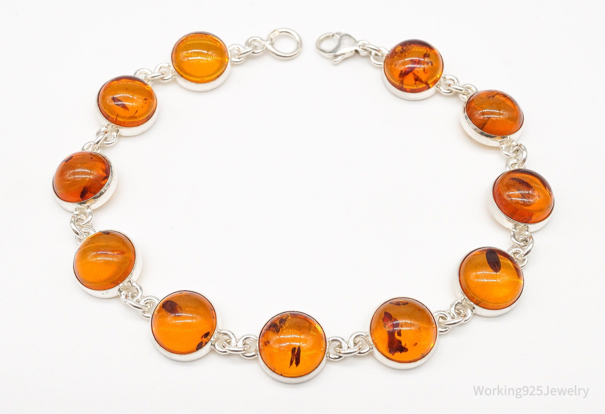 Vintage Amber Modernist Sterling Silver Bracelet | Jewelry > Bracelets | Wiccan Center