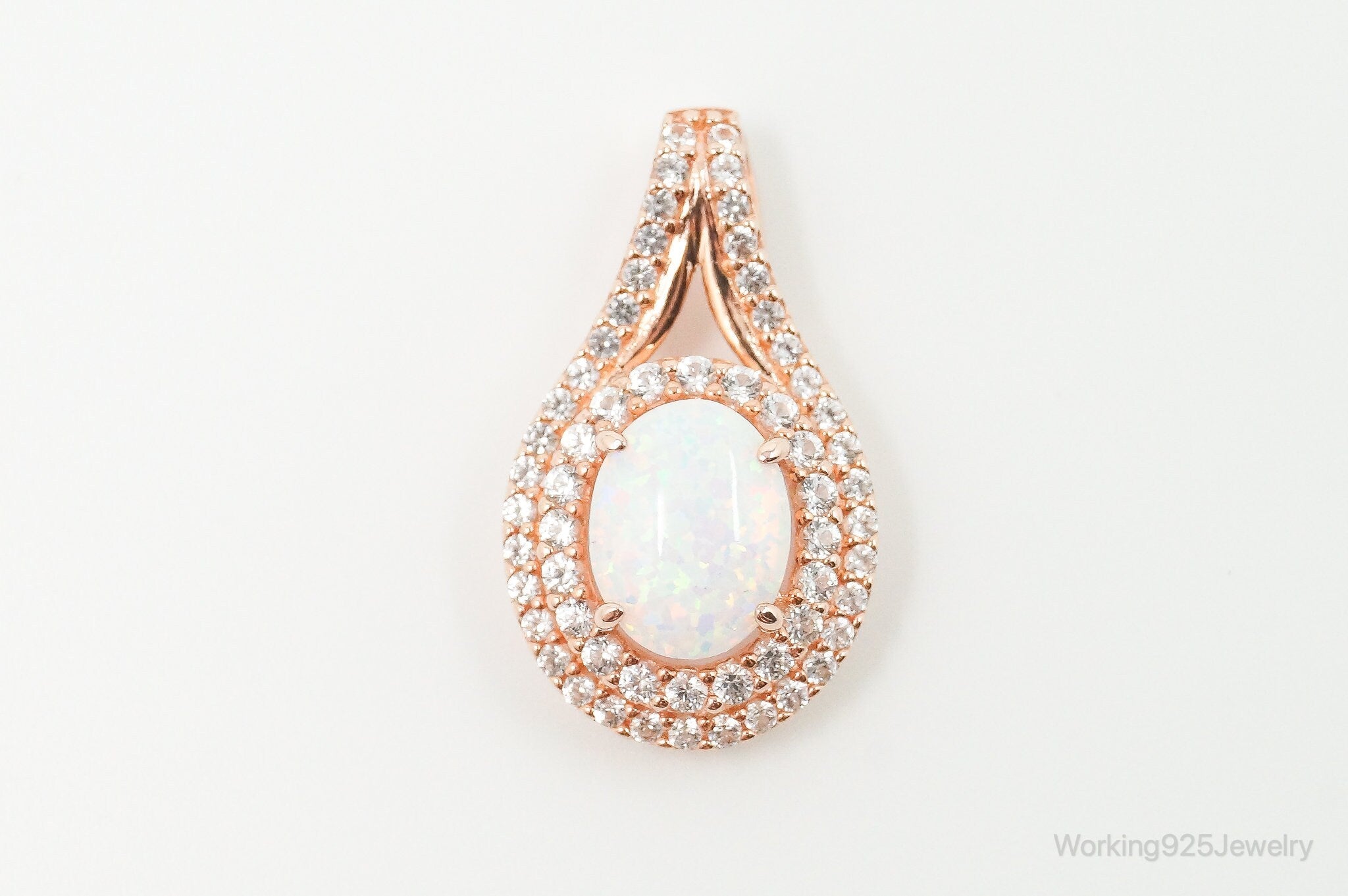 Opal Cubic Zirconia Rose Gold Vermeil Sterling Silver Necklace Pendant | Jewelry > Necklaces > Pendants | Wiccan Center
