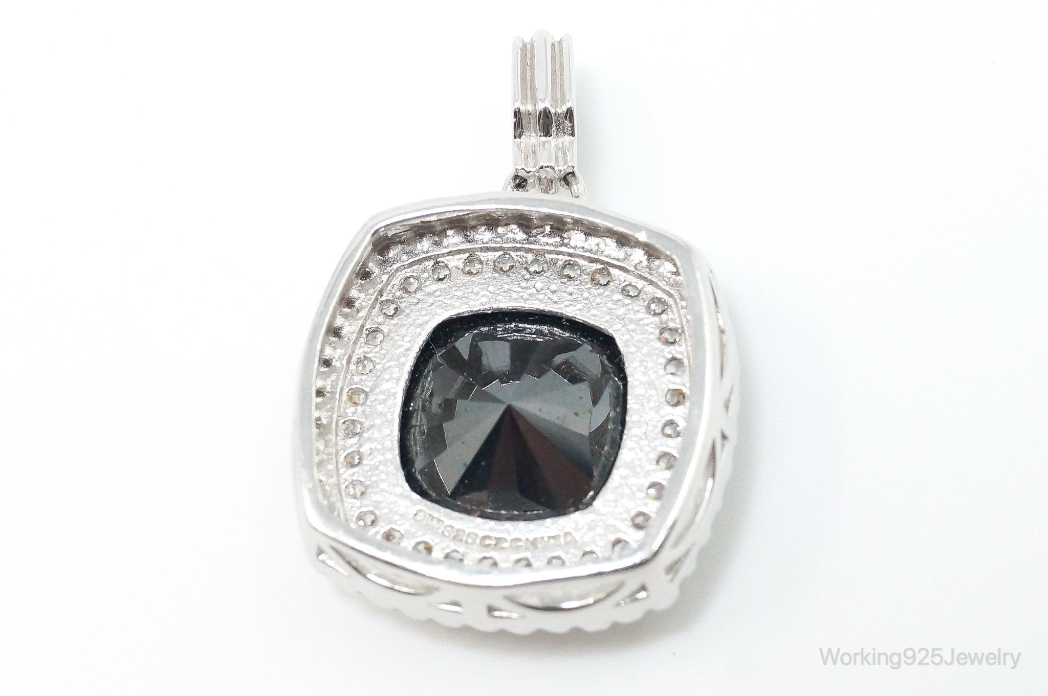 Vintage Designer Hematite Cubic Zirconia Sterling Silver Pendant | Jewelry > Necklaces > Pendants | Wiccan Center