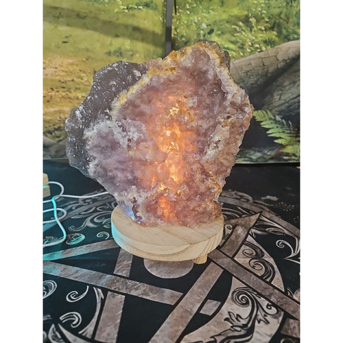 11.9LB Natural fluorite quartz crystal Cluster specimen W/led Back Light Stand | Geodes & Clusters | Wiccan Center