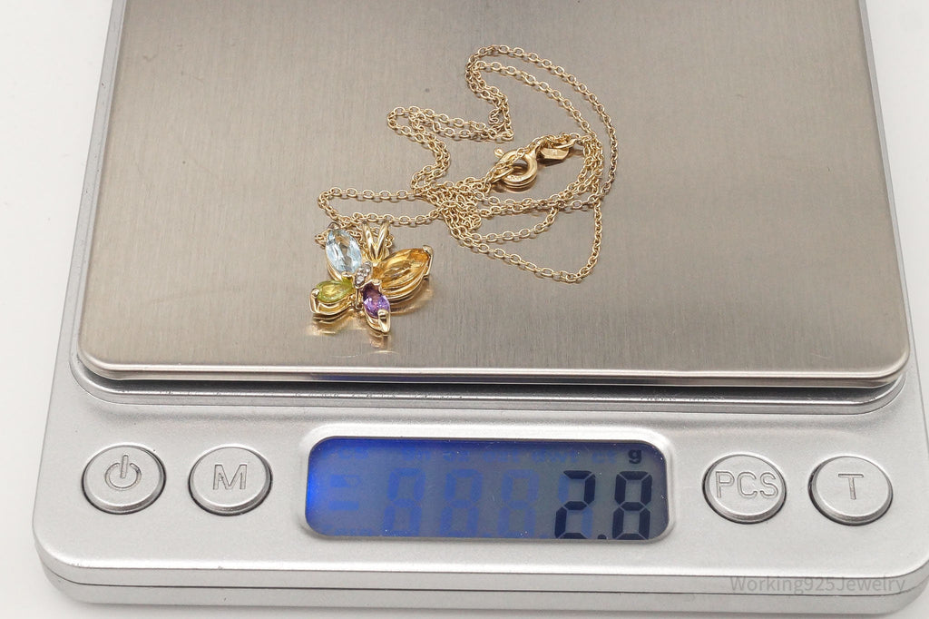 Ross Simons Multi Gemstone Butterfly Gold Vermeil Sterling Silver Necklace | Jewelry > Necklaces > Pendants | Wiccan Center