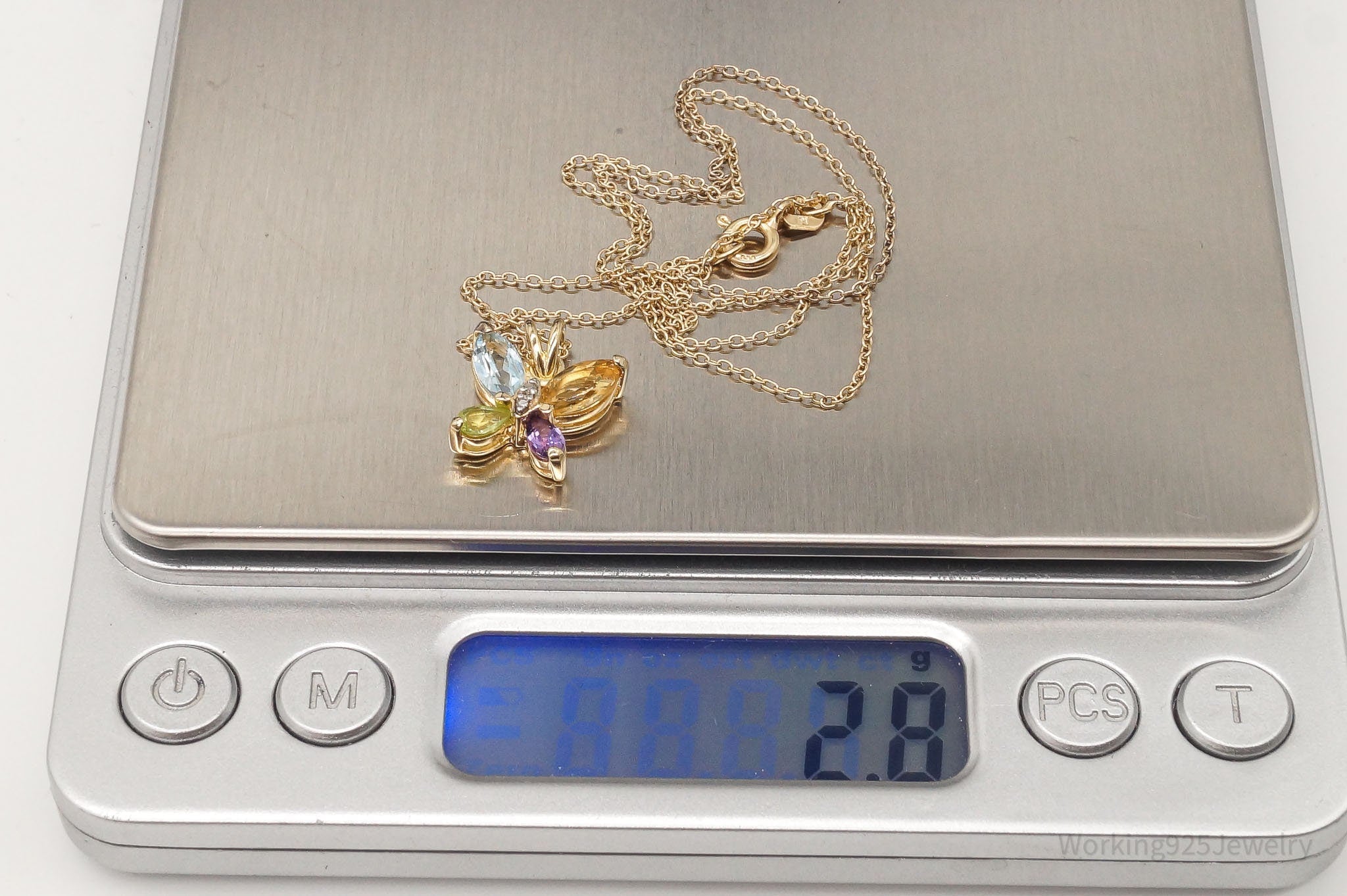Ross Simons Multi Gemstone Butterfly Gold Vermeil Sterling Silver Necklace | Jewelry > Necklaces > Pendants | Wiccan Center