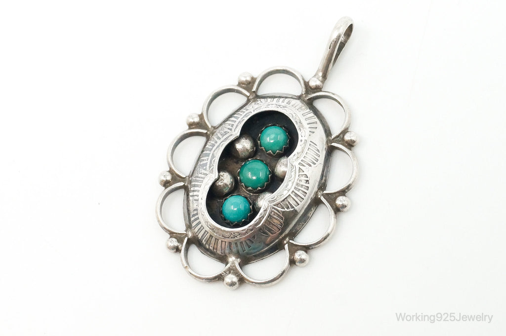 Vintage Native American Unsigned Turquoise Sterling Silver Pendant | Jewelry > Necklaces > Pendants | Wiccan Center