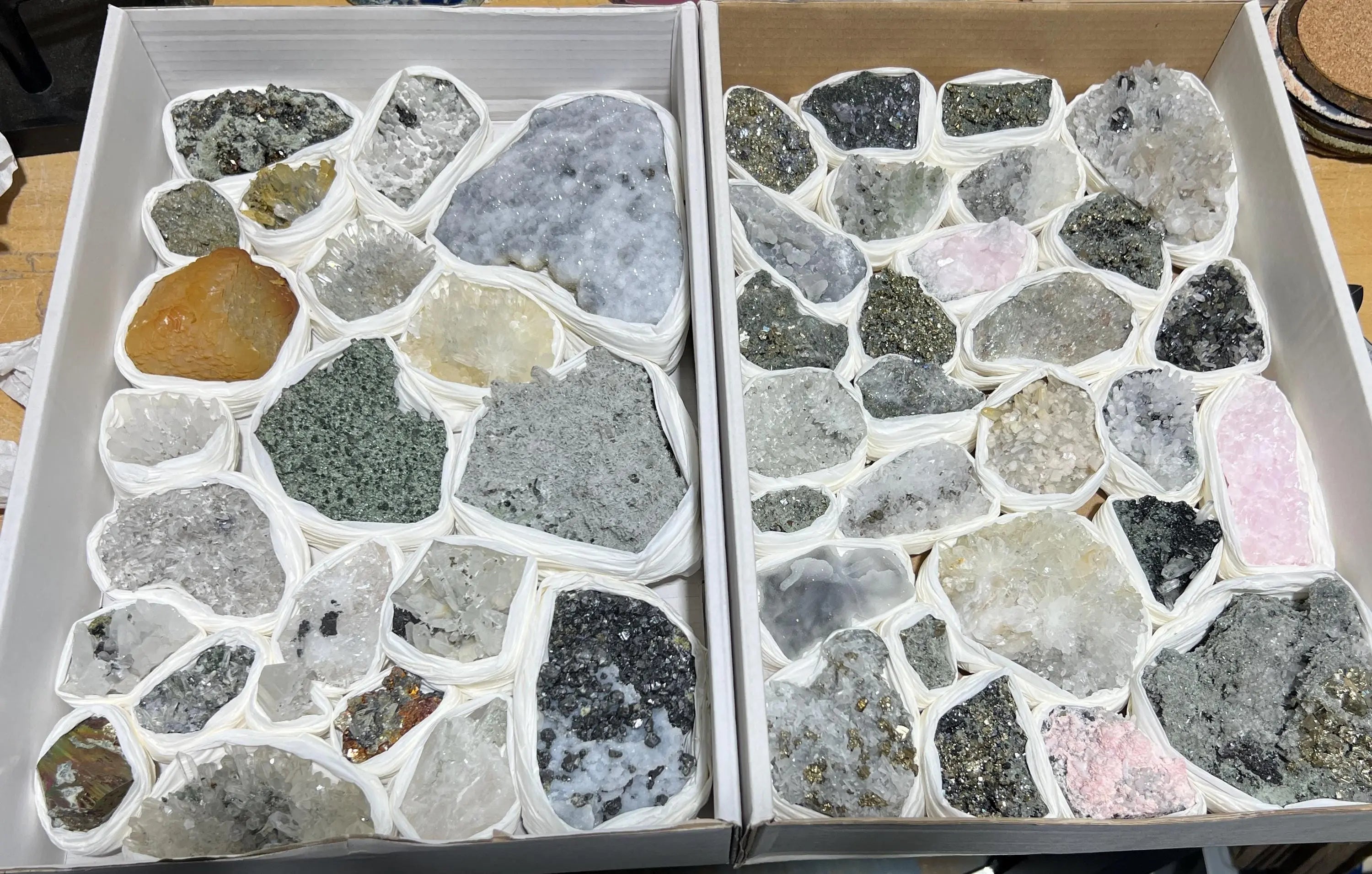 Bolivian Minerals Crystal Mixed Collection (Large 15x10 Inch Flat) Pyrite Sphalerite Galena Quartz Pink Mangano Calcite | Home & Living > Home Decor > Home Accents > Rocks & Geodes | Wiccan Center