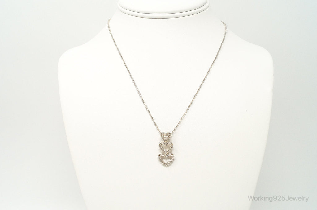 Vintage Open Hearts Cubic Zirconia Sterling Silver Necklace | Jewelry > Necklaces > Pendants | Wiccan Center