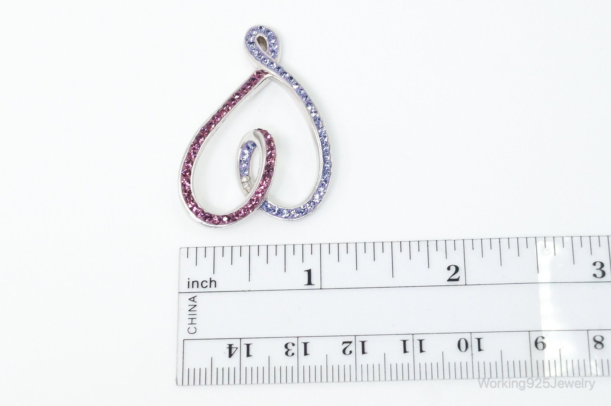 Vintage Large Pink & Purple Cubic Zirconia Sterling Silver Necklace Pendant | Jewelry > Necklaces > Pendants | Wiccan Center