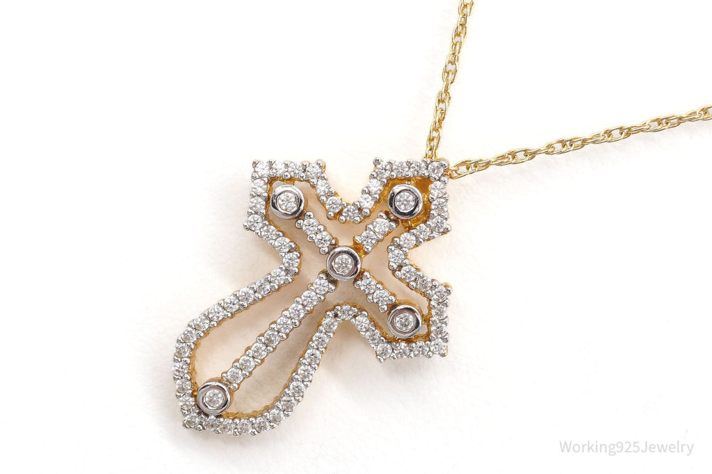 Designer Heng Ngai Cubic Zirconia Gold Vermeil Sterling Silver Cross Necklace | Jewelry > Necklaces > Pendants | Wiccan Center