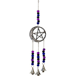 Brass Bell Chime - Pentacle & Moon w/ Beads (Each) | | Wiccan Center