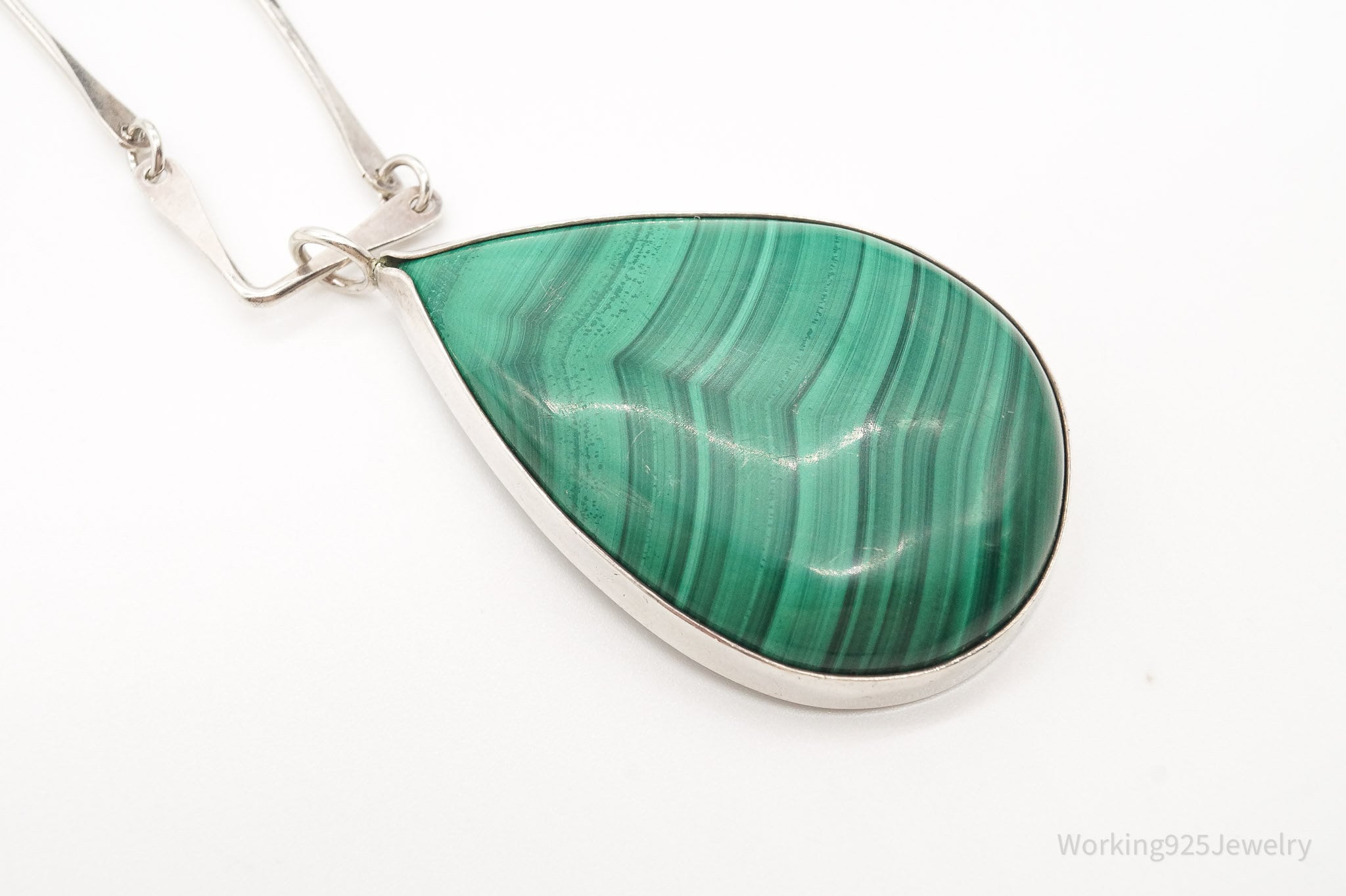 Vintage Large Malachite Sterling Silver Necklace | Jewelry > Necklaces > Pendants | Wiccan Center