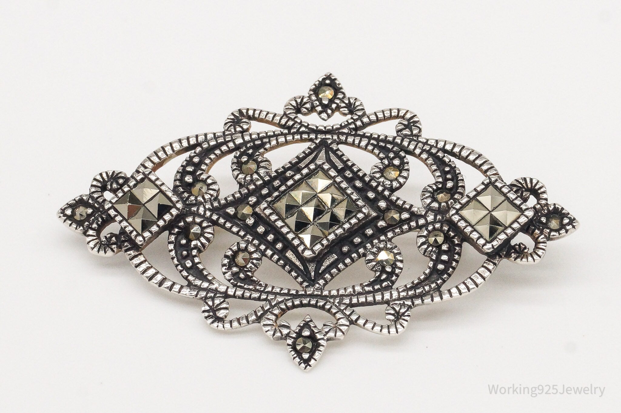 Vintage Marcasite Art Deco Sterling Silver Brooch Pin | Jewelry > Brooches, Pins & Clips | Wiccan Center