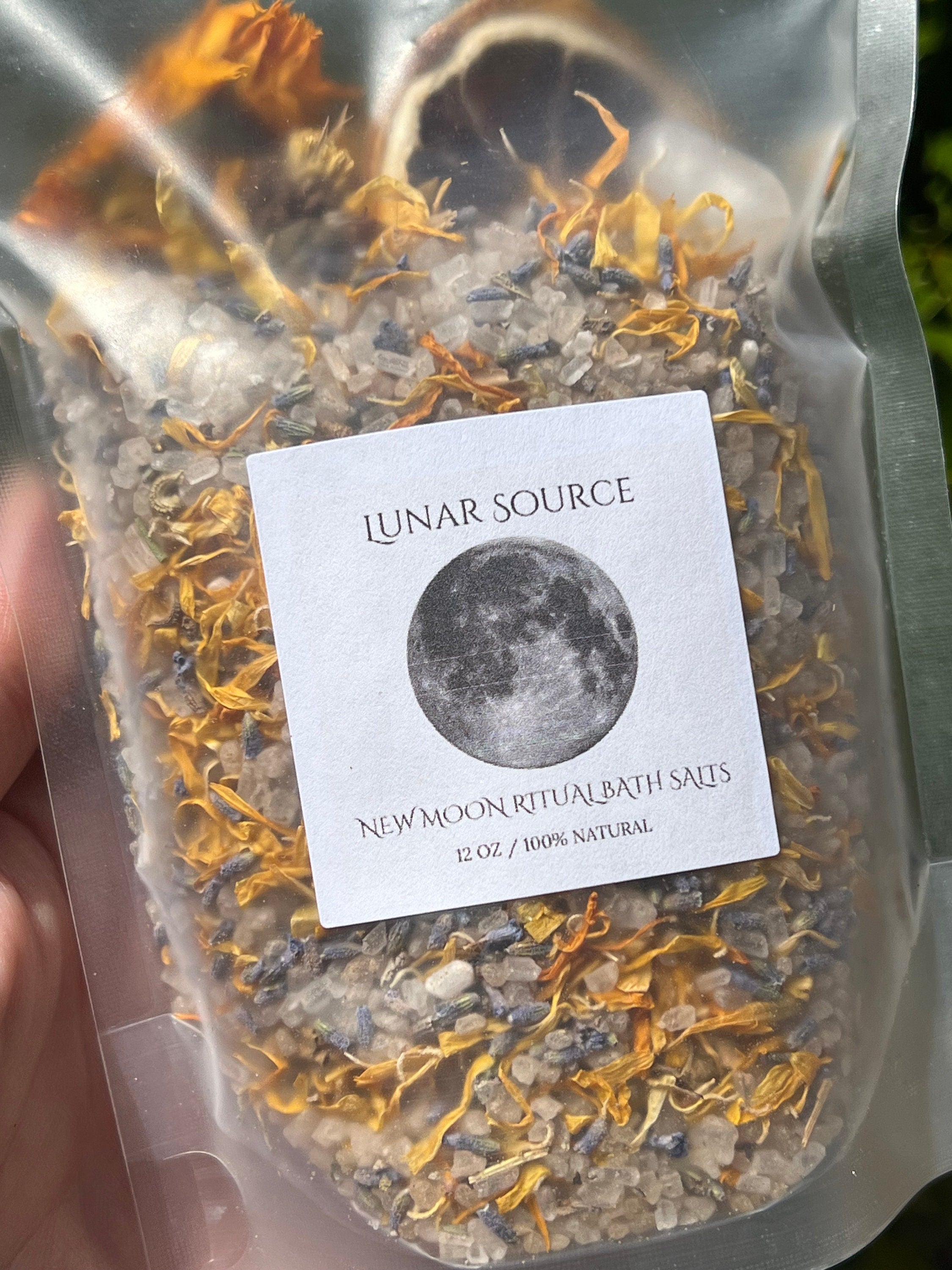 New Moon Ritual Bath Salts | New Beginnings Spiritual Witchy Energy Clearing Herbal Clear Quartz Crystal Bath Soak | Artemis Luna Goddess | | Wiccan Center