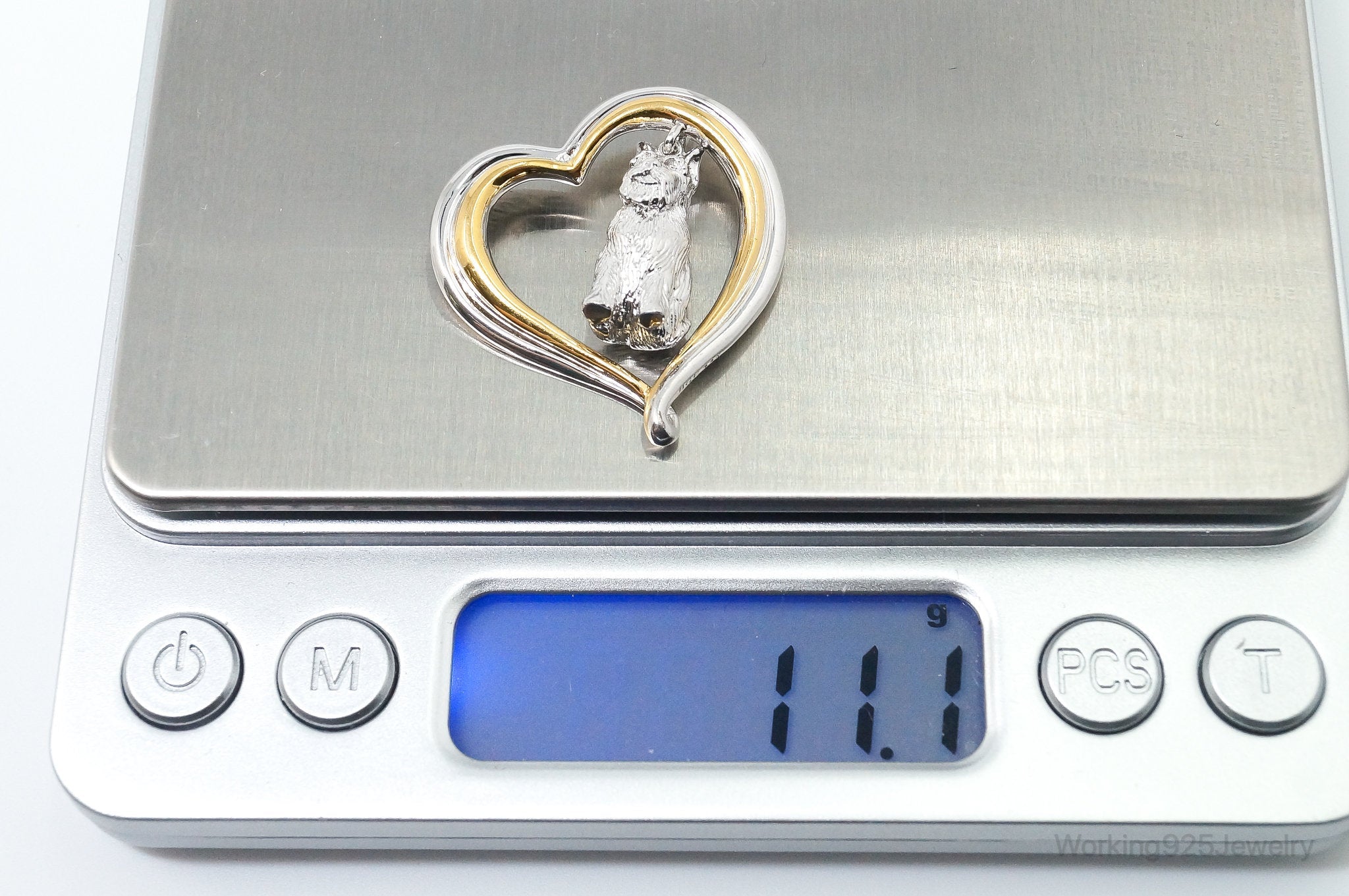 Designer BGE Gold Vermeil Schnauzer Heart Sterling Silver Pendant | Jewelry > Necklaces > Pendants | Wiccan Center