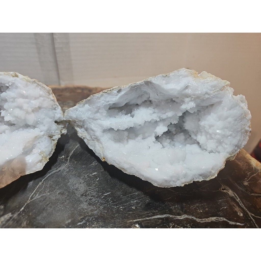 Moroccan Quartz Geode Pair with Display Stands — 3.88 lbs | CrystalCloud Company | Geodes & Clusters | Wiccan Center