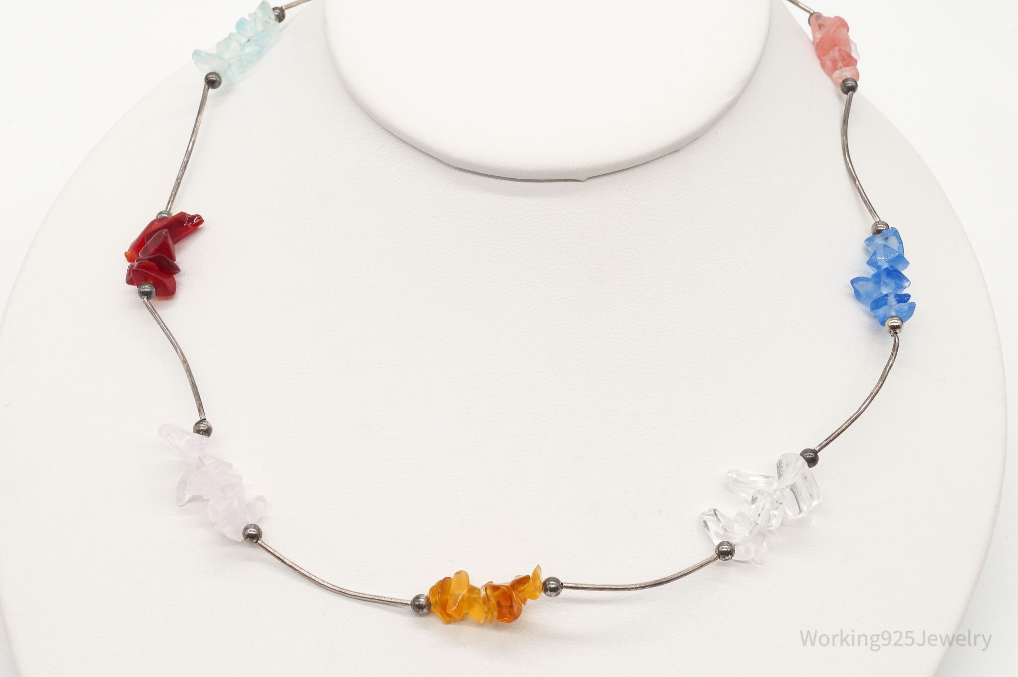 Vintage Multi Gemstone Sterling Silver Necklace | Jewelry > Necklaces > Pendants | Wiccan Center