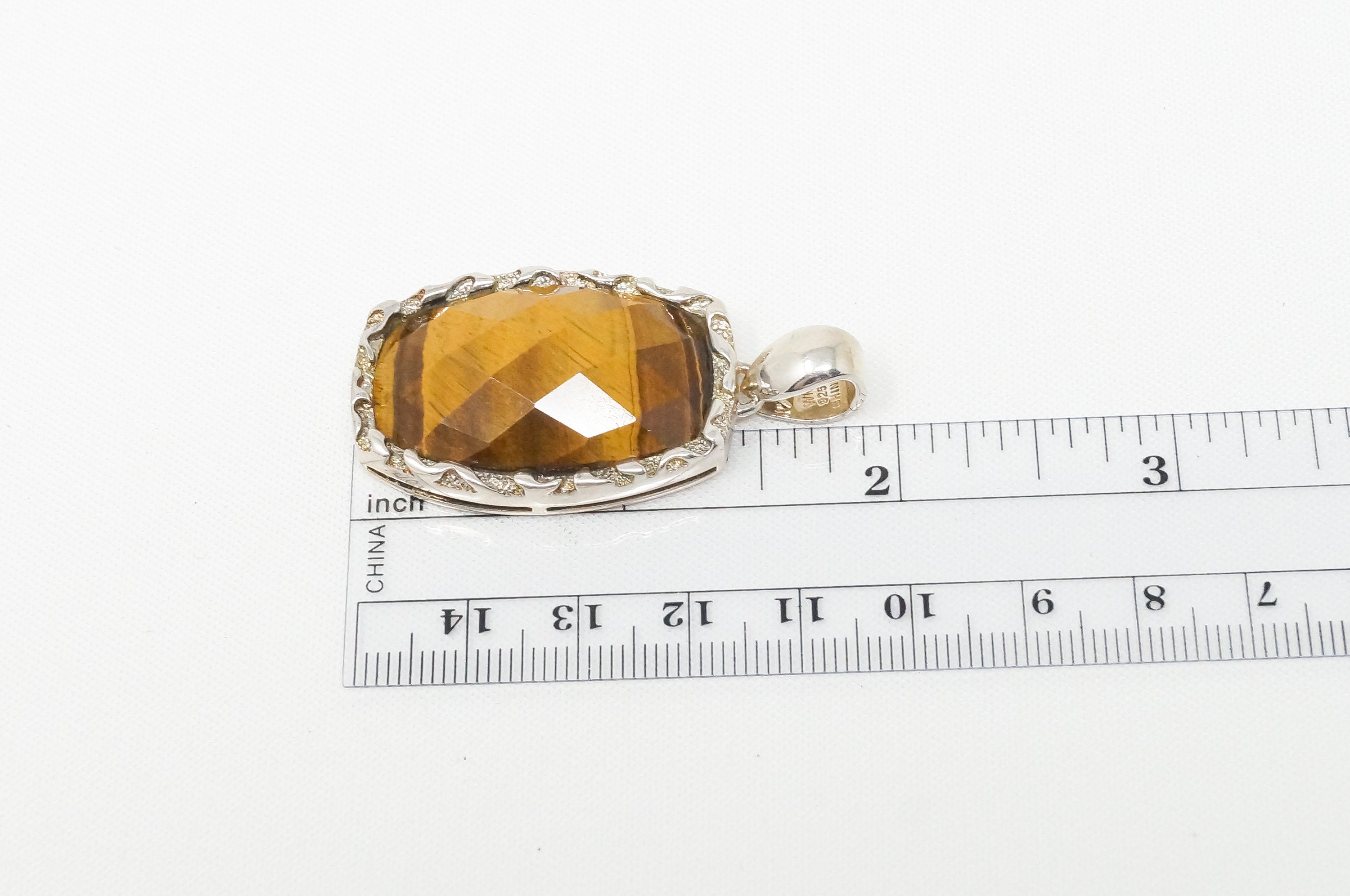 Vintage Large Tiger Eye Southwestern Sterling Silver Necklace Pendant | Jewelry > Necklaces > Pendants | Wiccan Center