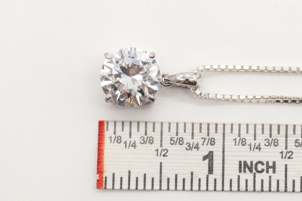 Vintage Large Cubic Zirconia Sterling Silver Necklace | Jewelry > Necklaces > Pendants | Wiccan Center
