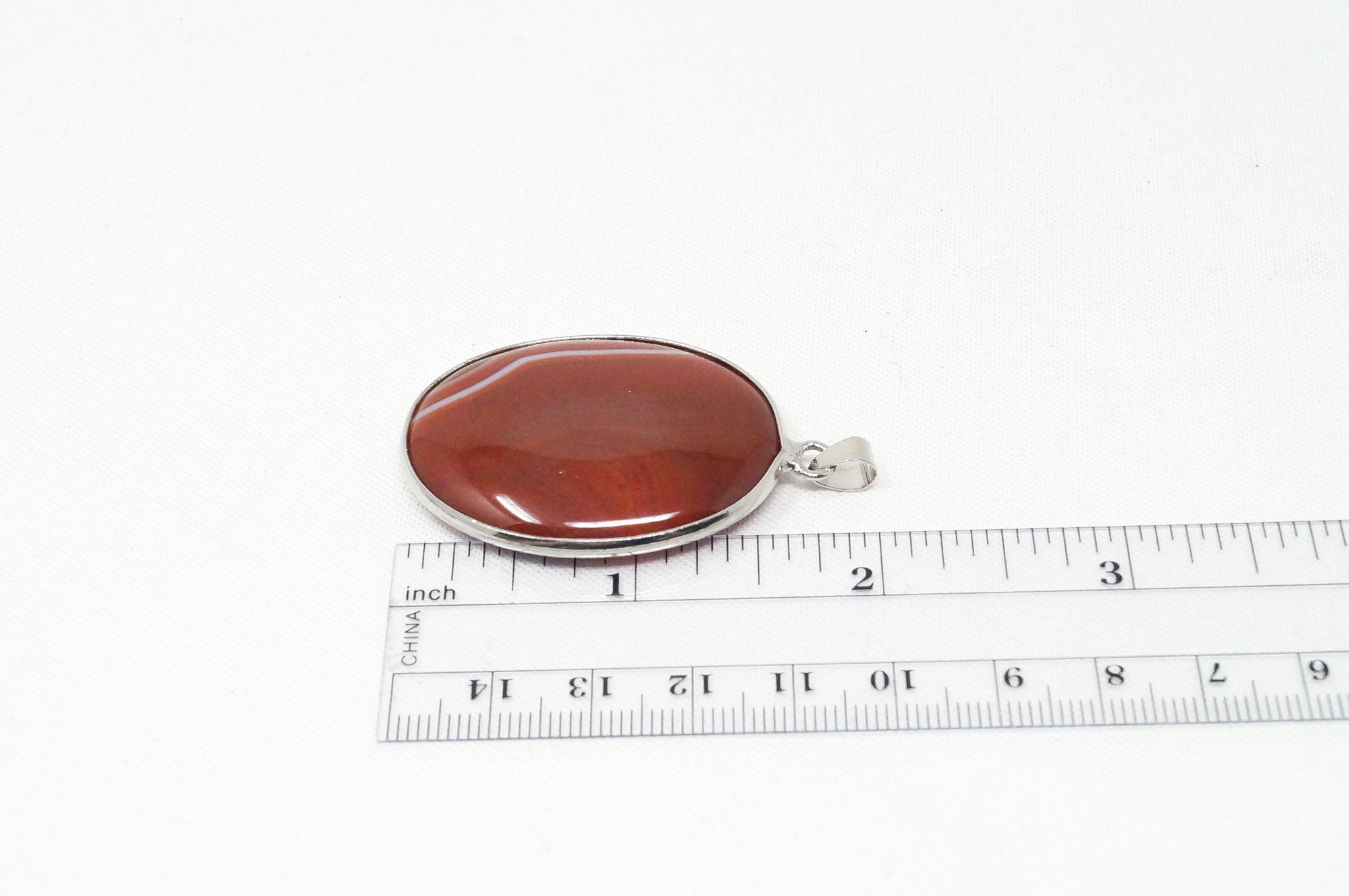 Vintage Large Red Lace Agate 18K White Gold Plated Sterling Silver Pendant | Jewelry > Necklaces > Pendants | Wiccan Center