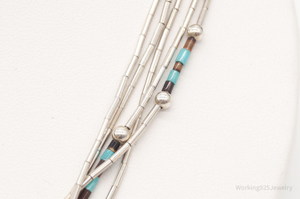 Vintage Native American Multi Gemstone Bead Sterling Silver Chain Necklace | Jewelry > Necklaces | Wiccan Center