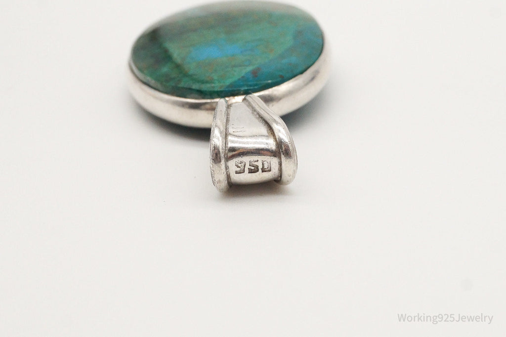 Vintage Large Chrysocolla 950 Silver Pendant | Jewelry > Necklaces > Pendants | Wiccan Center