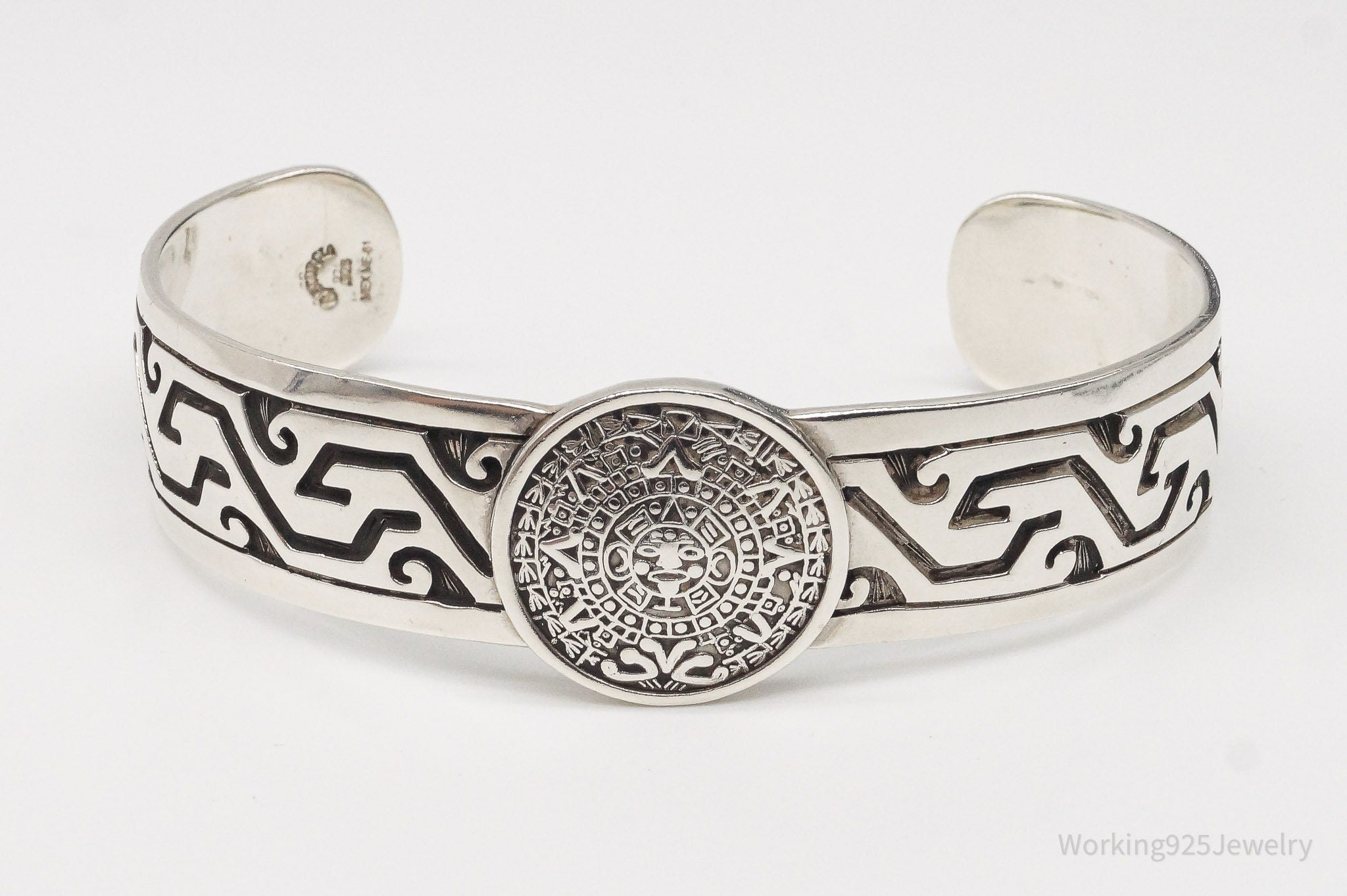 Vintage Escorcia Mexico Mayan Calendar Sterling Silver Cuff Bracelet | Jewelry > Bracelets | Wiccan Center