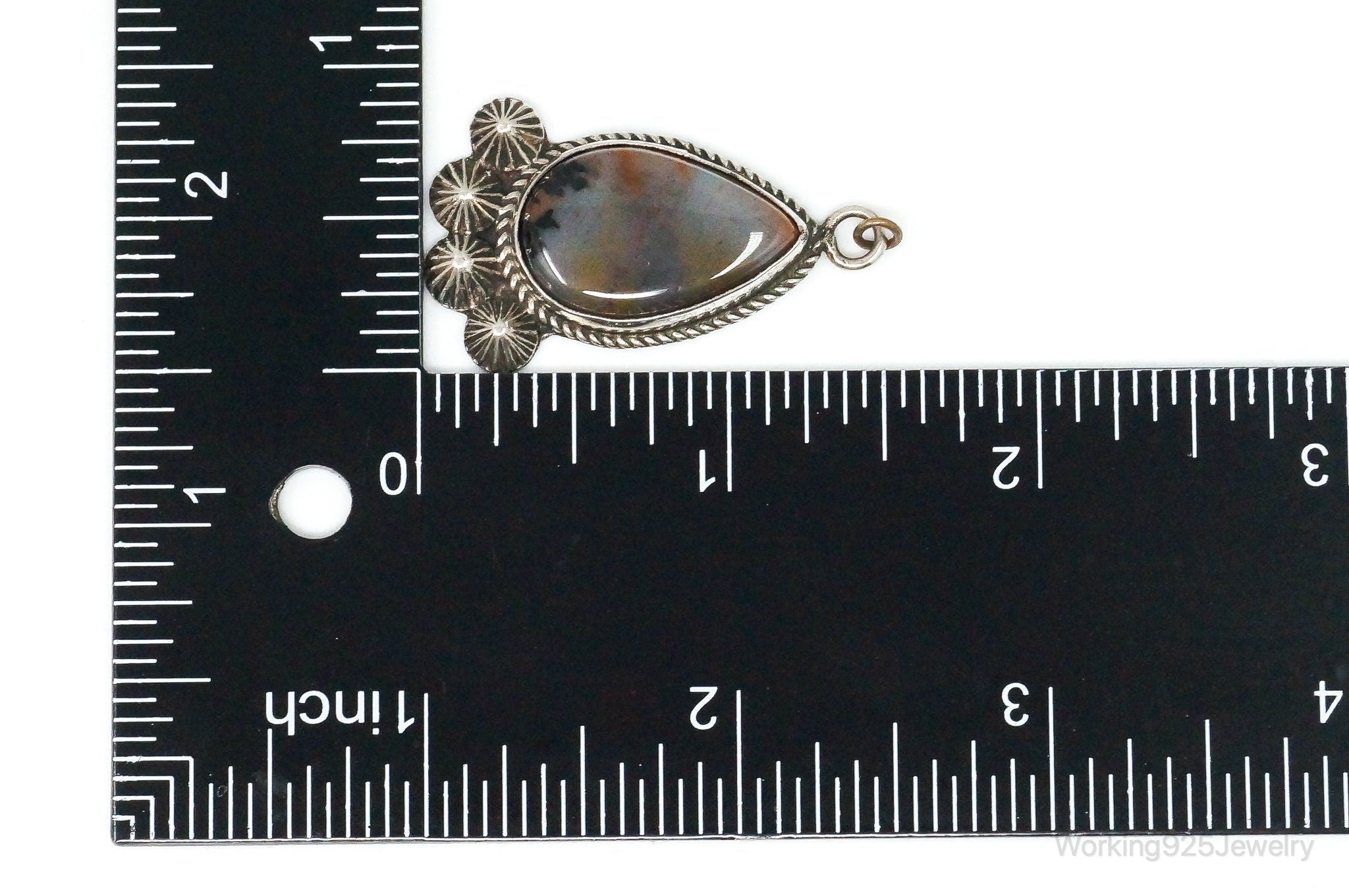 Large Vintage Native American Montana Agate Sterling Silver Pendant | Jewelry > Necklaces > Pendants | Wiccan Center