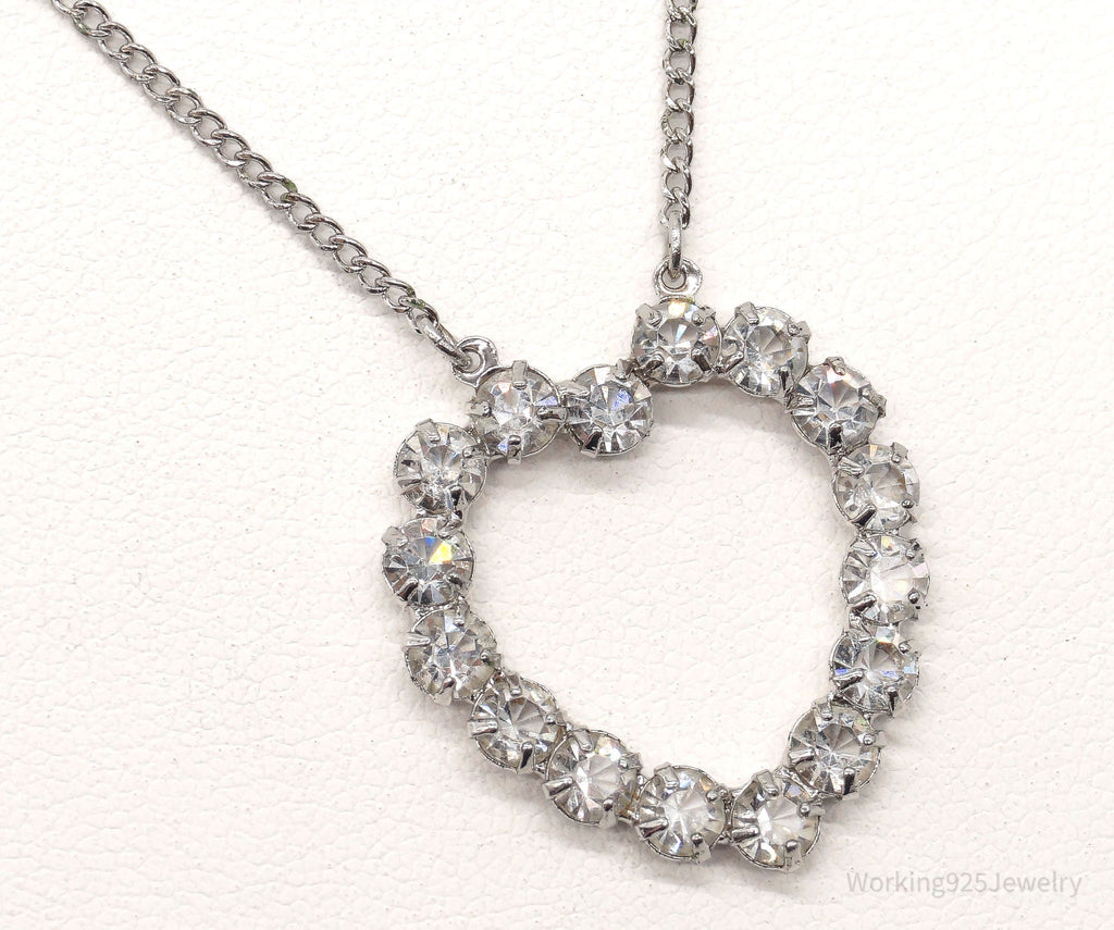 Antique Crystal Heart Sterling Silver Necklace 16" | Jewelry > Necklaces > Pendants | Wiccan Center